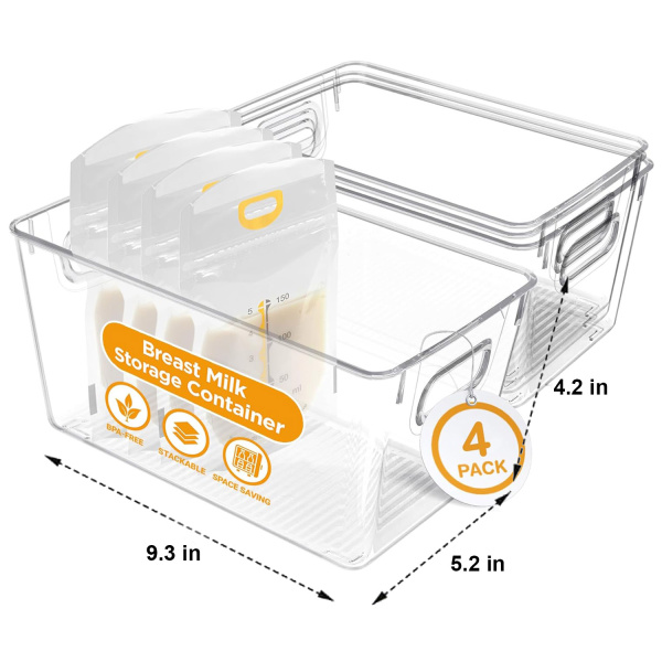 Breast Milk Freezer Storage Bins by Priver 4 PACK