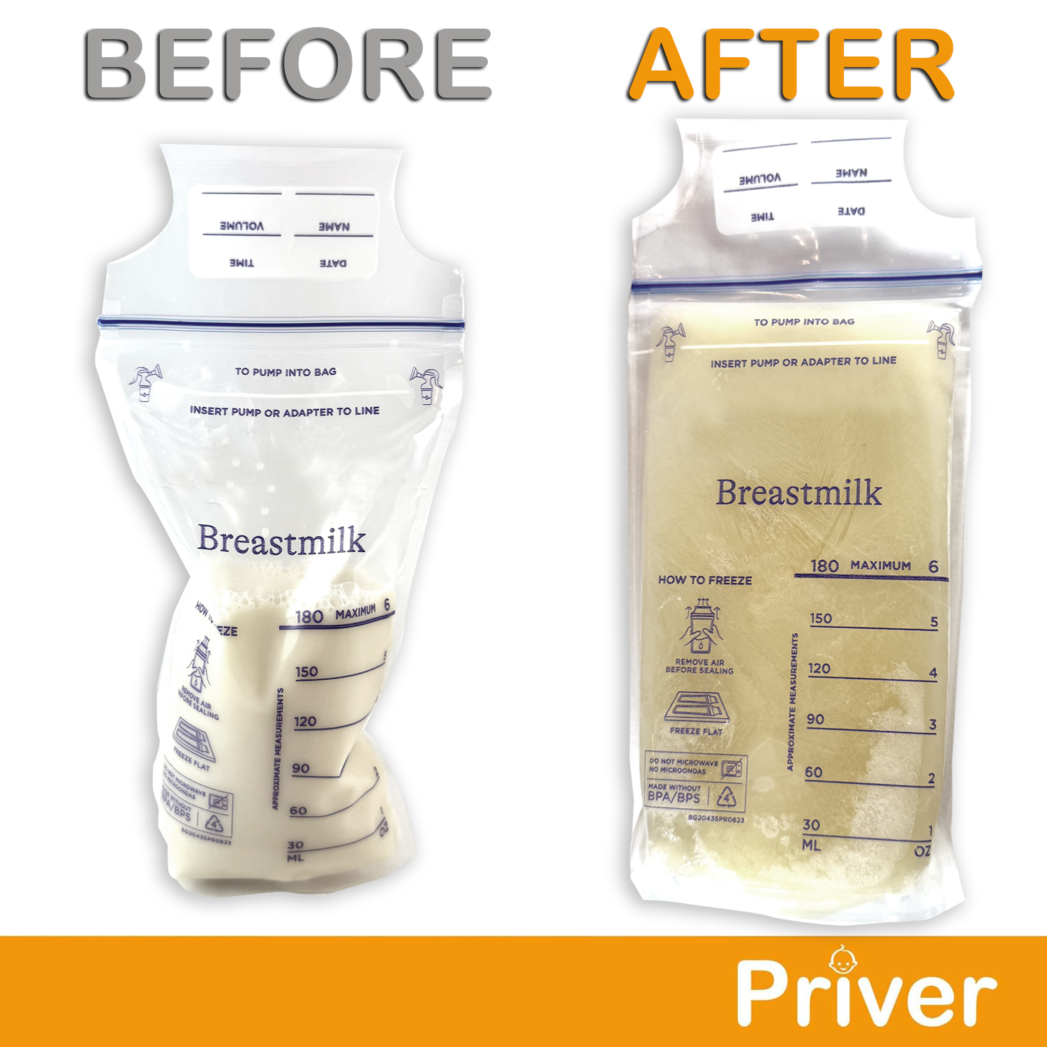 Priver Freeze Flat Breast Milk Storage - 2 Bags